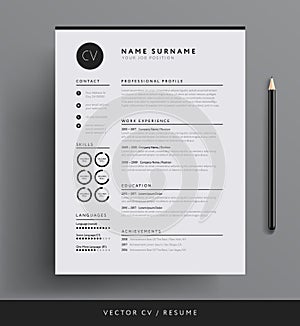 Professional CV resume template design for a creative person - v