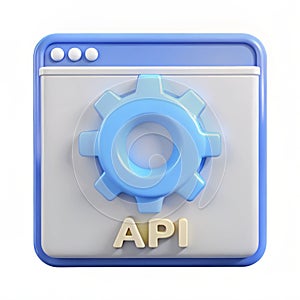 3D API Configuration Icon Isolated on White Background