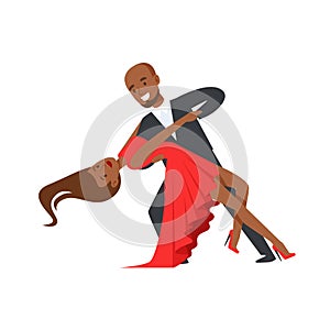 Professional dancer couple dancing flamenco colorful character vector Illustration