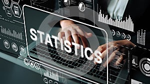 Professional Data Analysis with Statistics Visualization and Graphs on Laptop in Modern Office Environment. Asymptotic