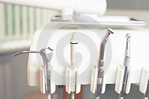 Professional dental equipment, tools set. Instruments