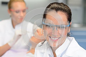 Professional dentist protective glasses patient checkup