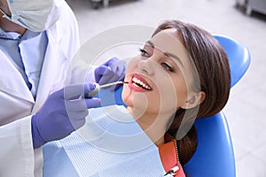 Professional dentist working with patient