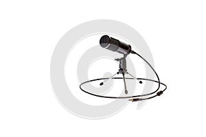 Desktop microphone in black on a white background