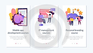 Professional development app interface template.