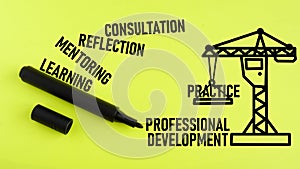 Professional Development Concept with terms such as learning, mentoring, practice, consultation, reflection