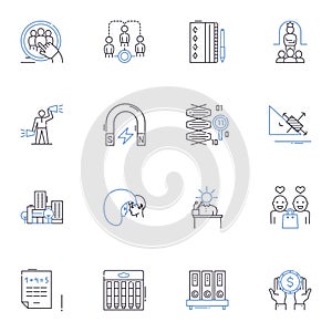 Professional development line icons collection. Growth, Training, Learning, Advancement, Skill-building, Career photo