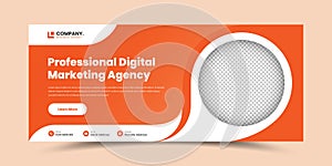 Professional digital agency modern web cover and ads banner design with abstract shapes