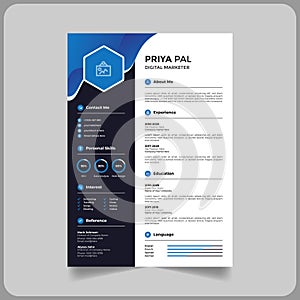 Professional digital marketer cv or resume template in eps