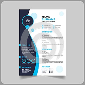 Professional digital marketer cv or resume template in eps