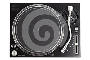 Professional dj turntable isolated on white