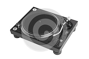 Professional dj turntable on white