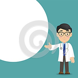 Professional Doctor With Banner And White Background