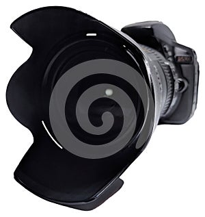 Professional DSLR camera with zoom 18-200 mm lens photo
