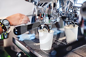 professional electric coffee machine for making an invigorating drink, equipment for coffee shops