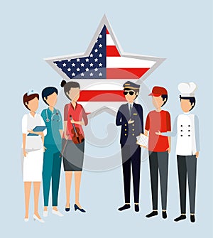 professional employers with star and usa flag