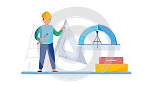 Professional Engineer Working on a Blueprint Design, vector design Generative AI