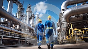 Professional engineer working in a petroleum refinery, Oil refinery and gas processing plant
