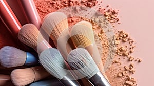 professional and everyday makeup brushes. Stylist and makeup artist tools