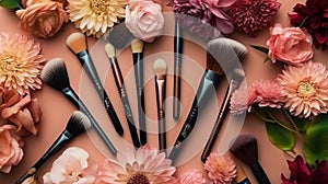 professional and everyday makeup brushes. Stylist and makeup artist tools