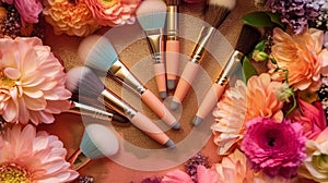 professional and everyday makeup brushes. Stylist and makeup artist tools