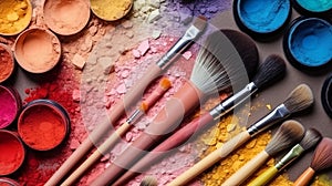 professional and everyday makeup brushes. Stylist and makeup artist tools