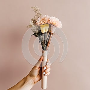 professional and everyday makeup brushes. Stylist and makeup artist tools