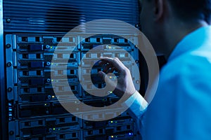 Professional experienced engineer working with network server