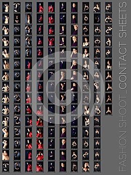 Professional fashion shoot contact sheet