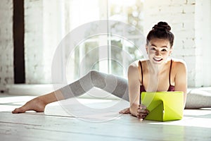 Professional female dancer taking a break