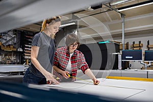 Professional female employees working in a printing house