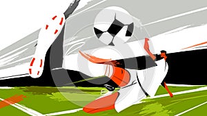 Professional football soccer player in action, moments of sports game. Motion. Silhouette of a man trying to kick the