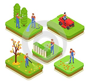 Professional Gardening Isometric Compositions