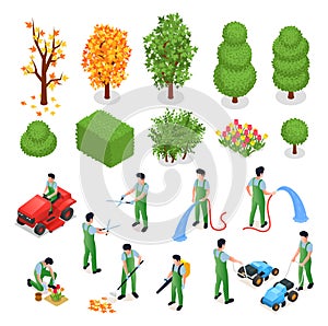 Professional Gardening Isometric Icons