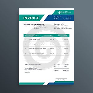 Professional geometric invoice template design