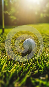 A Professional Golf Ball Hitting the Grass Close to the Hole