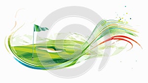 Professional Golf Course Design Element with Flag and Hole