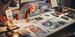 professional graphic designer desk. ai generated
