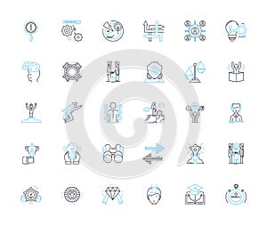 Professional growth linear icons set. Advancement, Development, Mastery, Empowerment, Expertise, Progression, Innovation