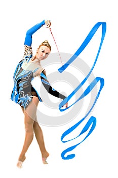 Professional gymnast with ribbon