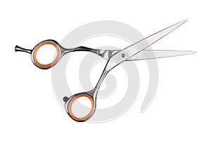 Professional haircutting scissors isolated on white background