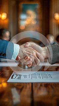 Professional Handshake Over a Business Contract