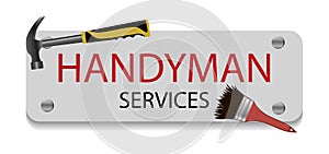 Professional handyman services logo. Hammer and brush.