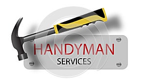 Professional handyman services logo. Hammer. A sign nailed. Repair tool. Vector