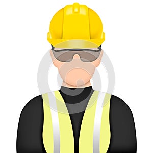 Professional Heavy Industry Engineer. Worker Wearing Safety Uniform. Construction worker icon. Vector illustration