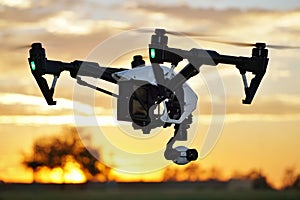 Professional High-End Camera Drone (UAV) In Flight