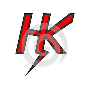 Professional HK letters logo design vector images. KH Power logo design. HK electric logo template vector arts photo