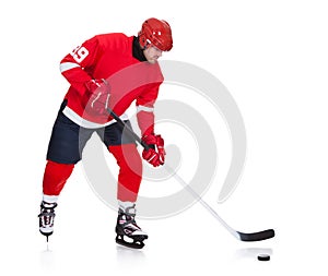 Professional hockey player skating on ice