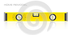 PROFESSIONAL HOUSE REMODELING. Bubble level tool on a white background. Construction bubble level yellow. Stock