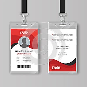 Professional identity card template with red details